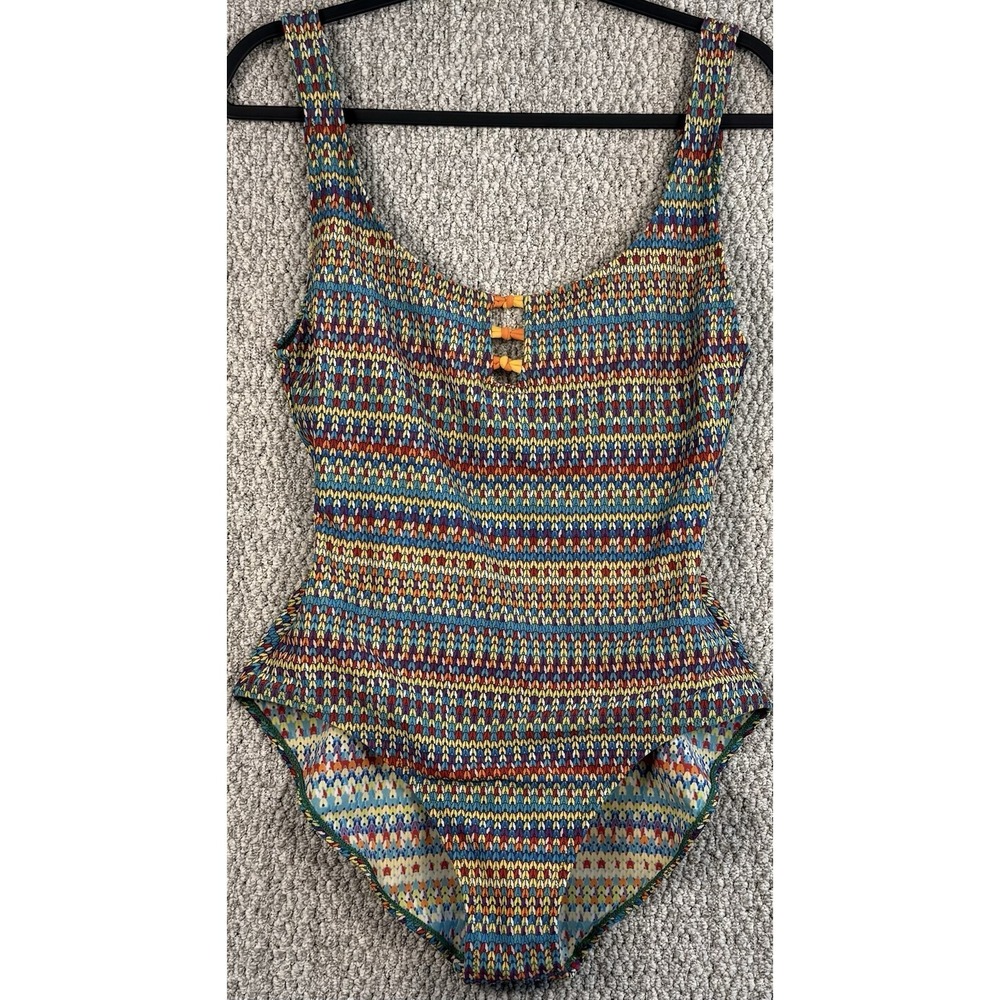 Gideon Oberson Retro Geo Print One Piece Swimsuit Cutout Festival Y2K 12